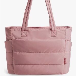 Bagsmart Dark Pink Quilted Tote Bag with Laptop Pocket